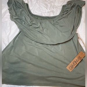 Olive off the shoulder shirt